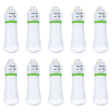 Hylite LED Repl Lamp for 32W/42W PL CFL, 12W, 1248 Lumens, 5000K, 10-Pack HL-VL-G24-12W-50K